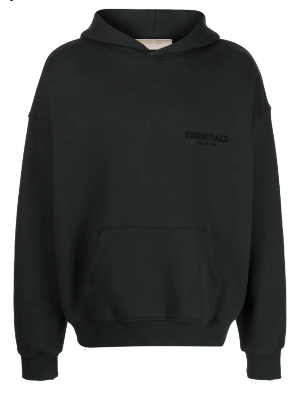 Essentials Fear of God Logo Black Pullover Hoodie with Front Pocket-Size M